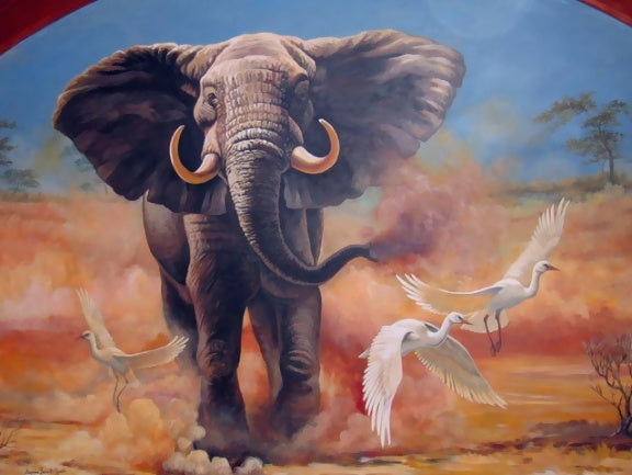 Olifant en Witte Vogels Schilderen op Nummers