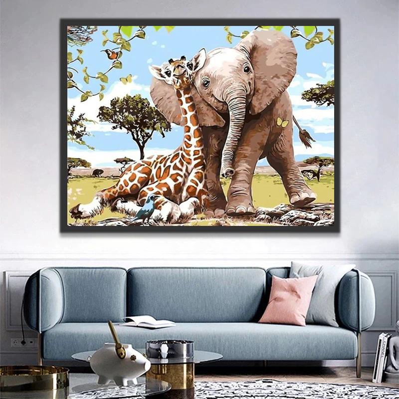 Olifant Giraffe Schilderen op Nummers