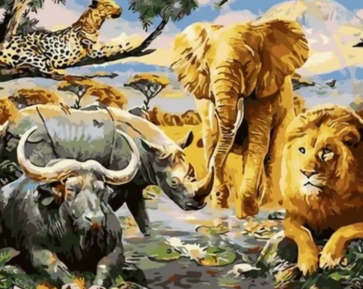 Olifant Leeuw Neushoorn Schilderen op Nummers