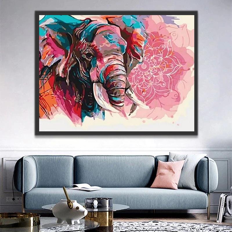 Olifant met Bloem Schilderen op Nummers