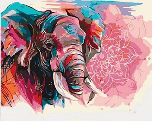 Olifant met Bloem Schilderen op Nummers