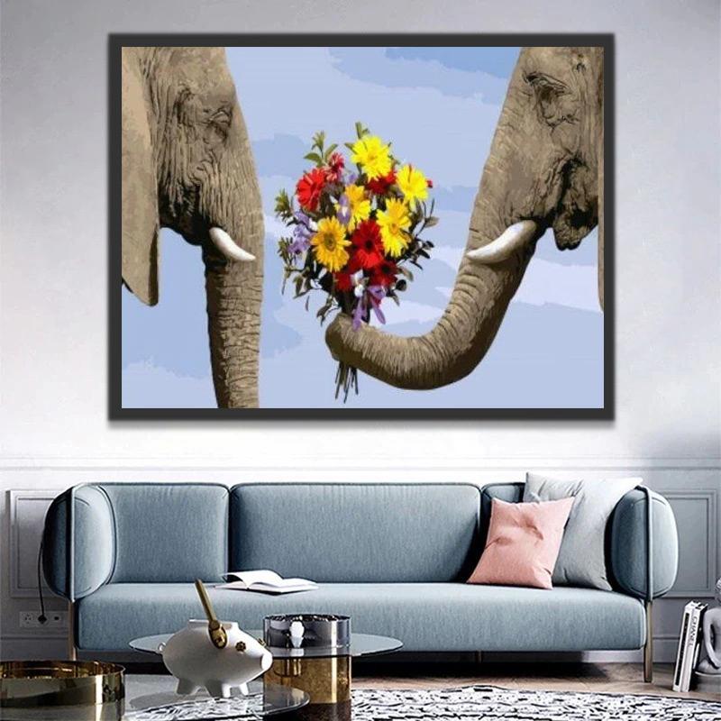 Olifant met Boeket Schilderen op Nummers