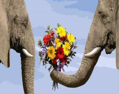 Olifant met Boeket Schilderen op Nummers