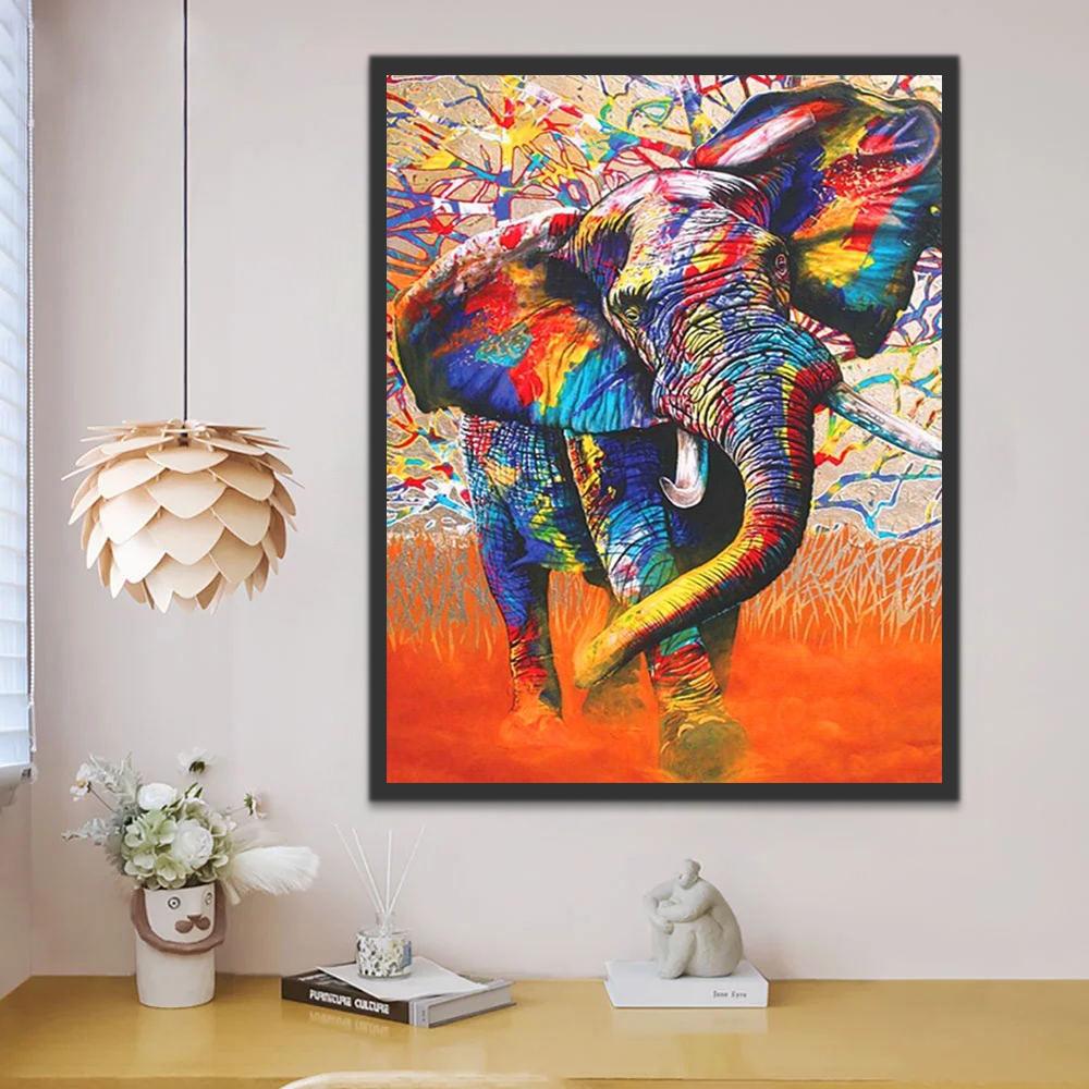 Olifant met Kleurpigmenten Schilderen op Nummers