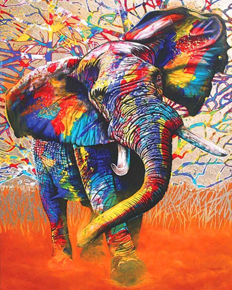 Olifant met Kleurpigmenten Schilderen op Nummers