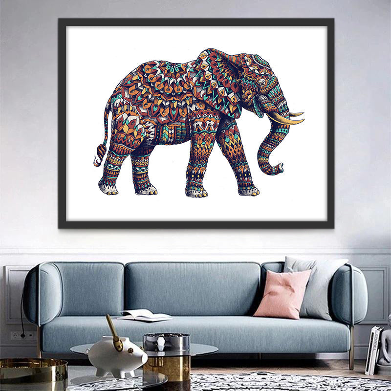 Olifant met Kleurrijk Patroon Schilderen op Nummers