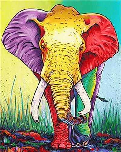 Olifant met Paars en Rood Oor Schilderen op Nummers