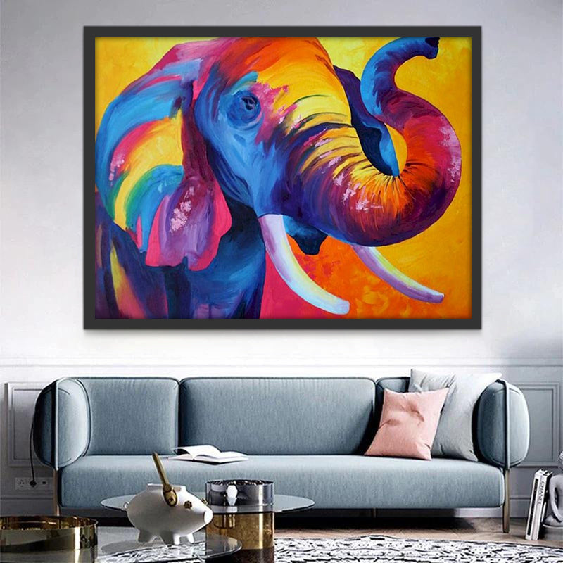 Olifant met Regenboog Oren Schilderen op Nummers