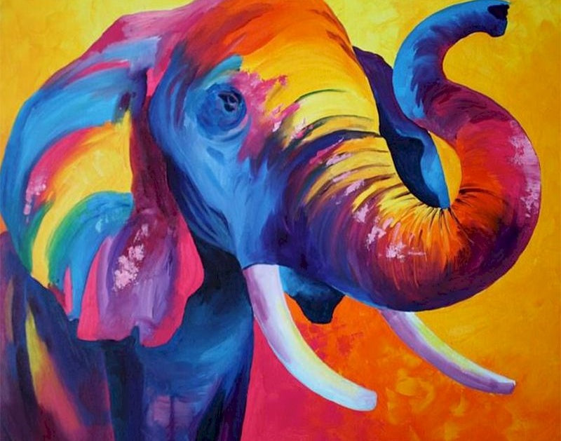 Olifant met Regenboog Oren Schilderen op Nummers