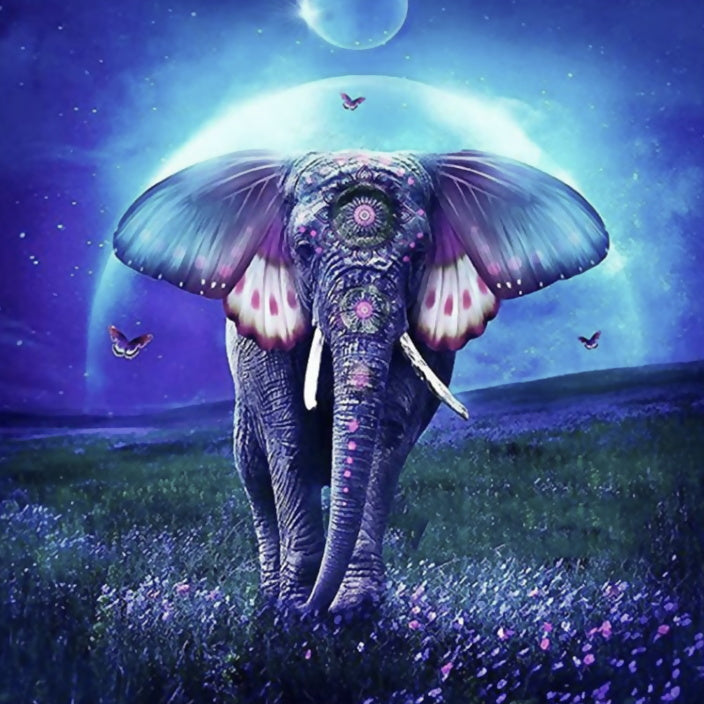 Olifant met Vlindervleugels en Maan Schilderen op Nummers