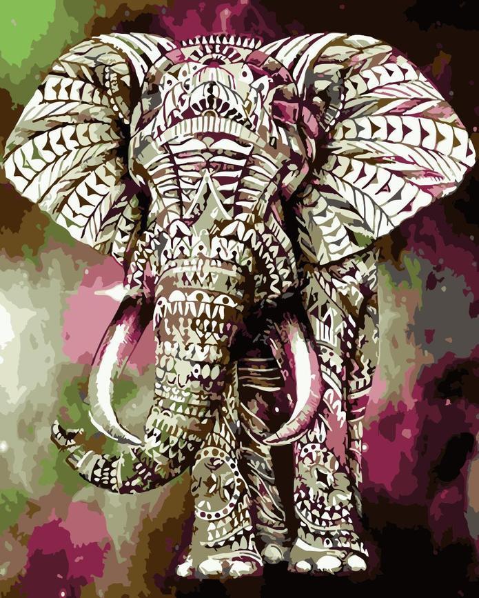 Olifant met Witte Patronen Schilderen op Nummers