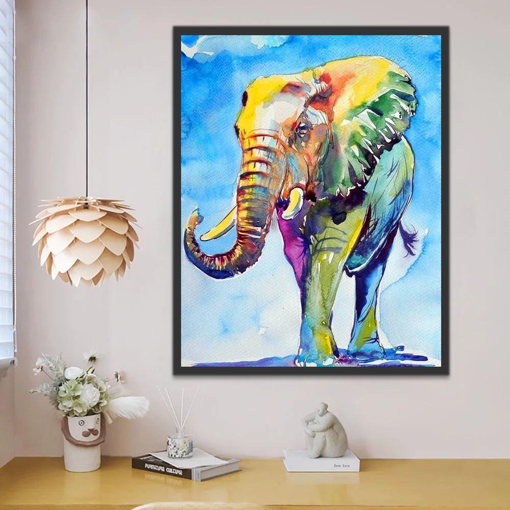 Olifant onder de Blauwe Hemel Schilderen op Nummers