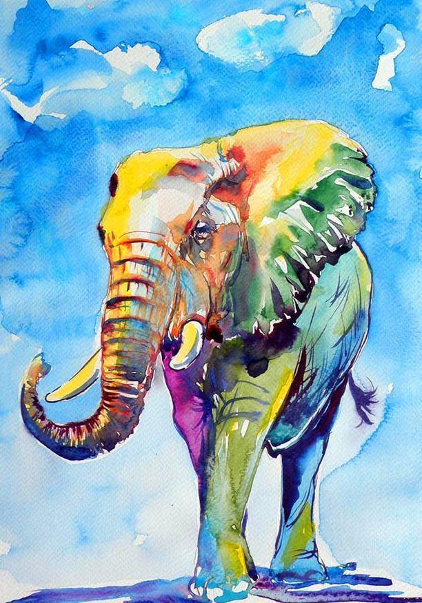 Olifant onder de Blauwe Hemel Schilderen op Nummers