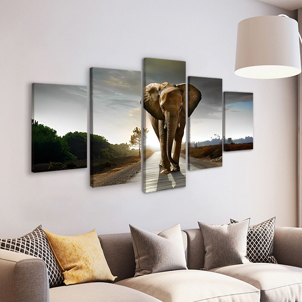 Olifant op de Weg 5 Platen Schilderen op Nummers