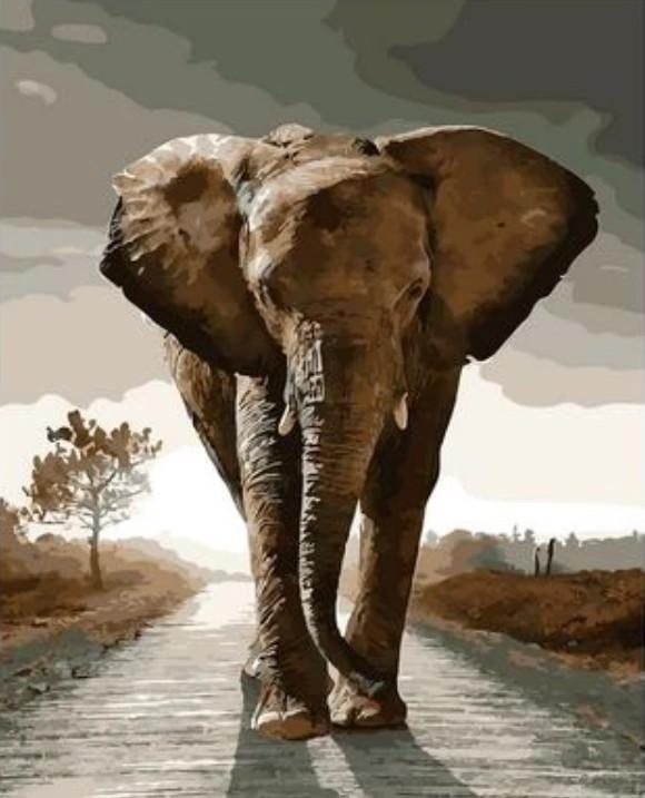 Olifant op de Weg Schilderen op Nummers