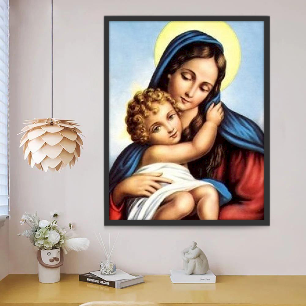 Onze-Lieve-Vrouw van Liefde en haar Kind Christendom Schilderen op Nummers