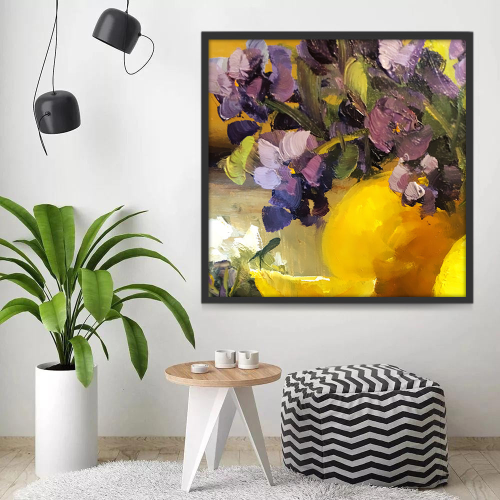Oranje en paarse bloemen Schilderen op Nummers
