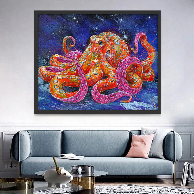 Oranje en roze octopus Schilderen op Nummers