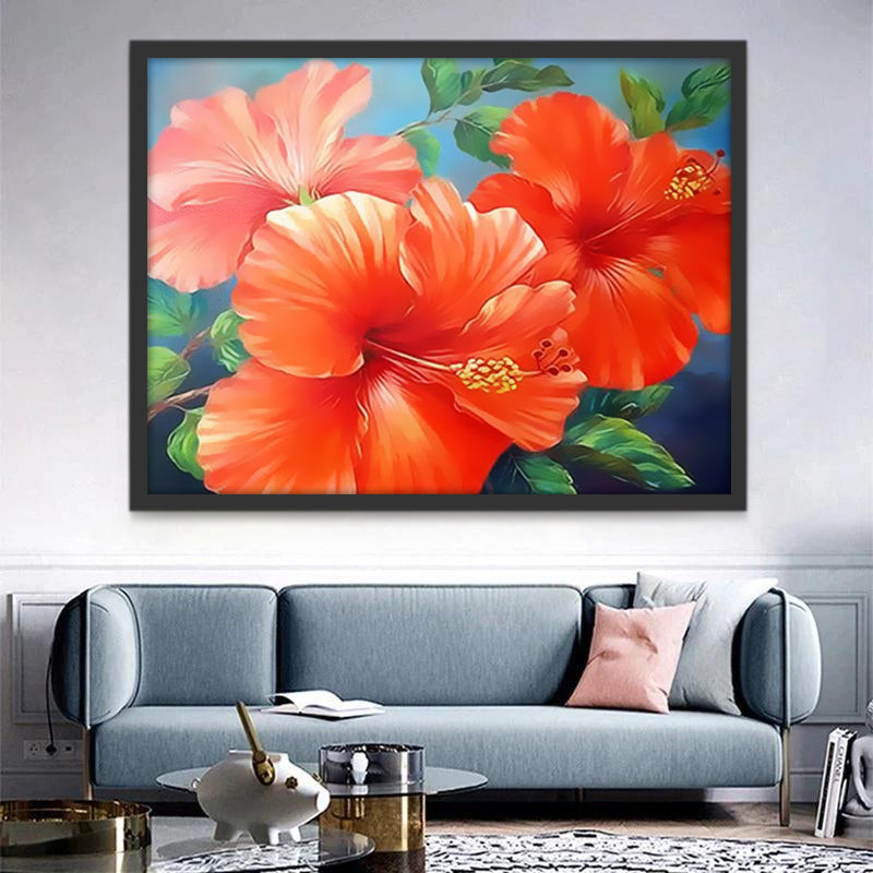 Oranje hibiscus Schilderen op Nummers
