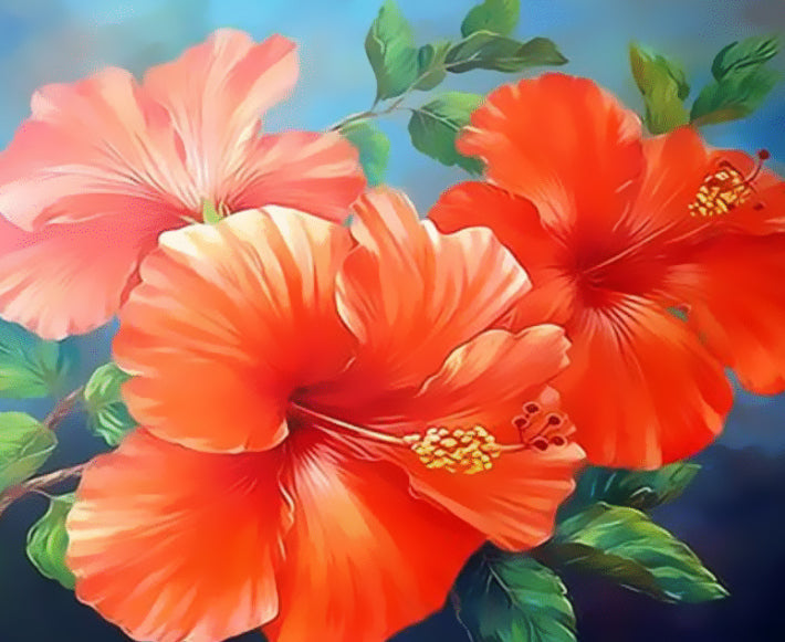 Oranje hibiscus Schilderen op Nummers
