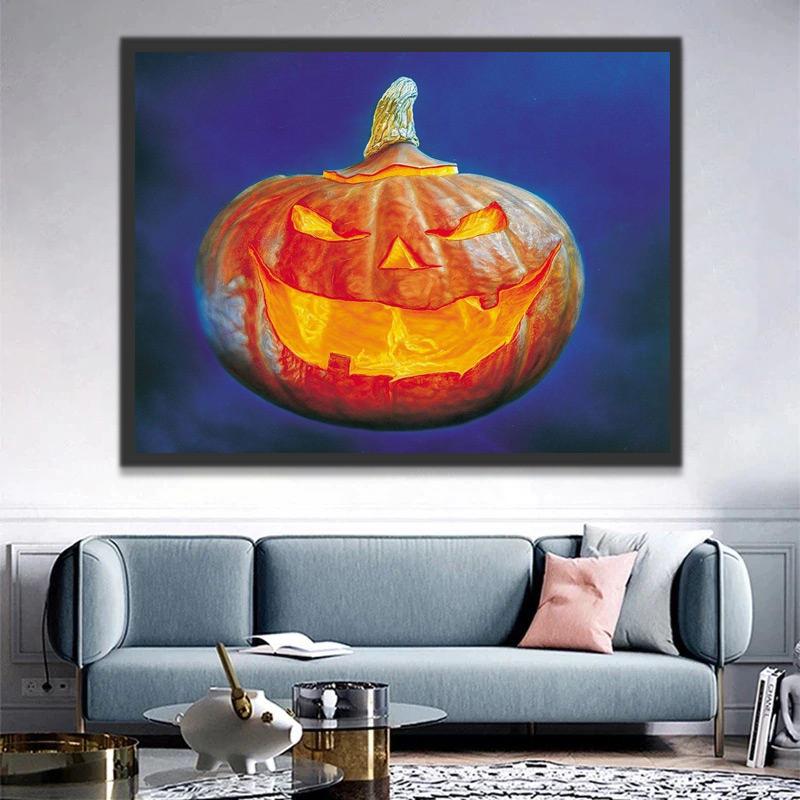 Oranje Jack-o'-lantern Schilderen op Nummers