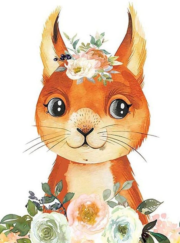 Oranje Konijn en Bloemen Schilderen op Nummers