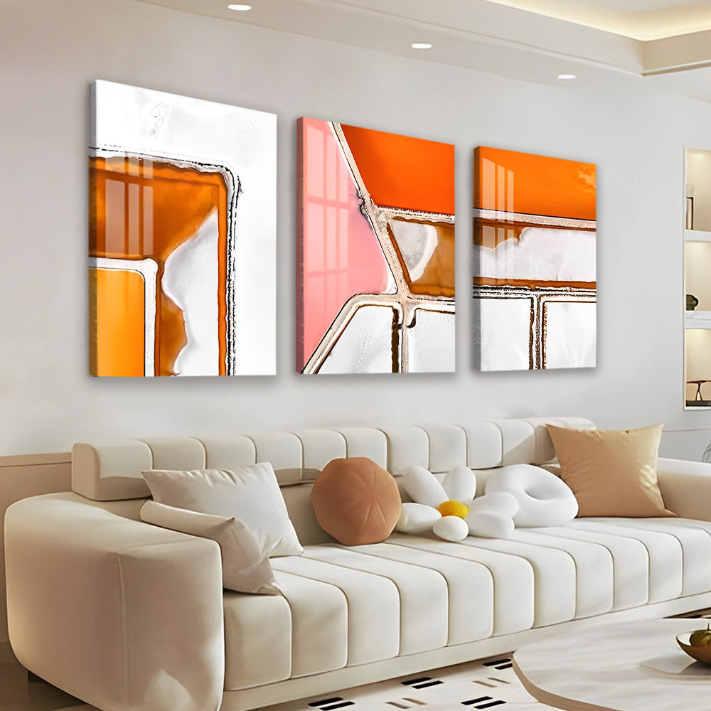 Oranje Minimalistisch Schilderij 3 Platen Schilderen op Nummers