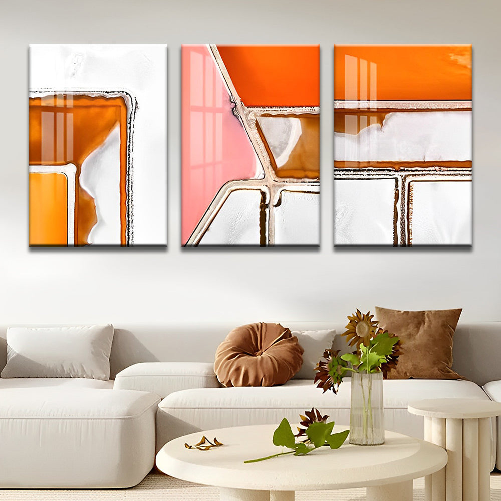 Oranje Minimalistisch Schilderij 3 Platen Schilderen op Nummers
