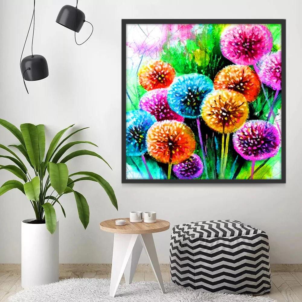 Oranje, Paarse en Blauwe Paardenbloemen Schilderen op Nummers