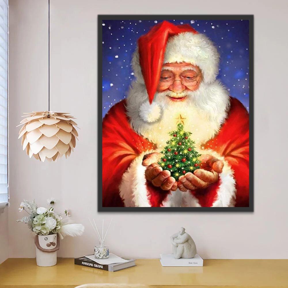 Oude Man met Kerstboom Schilderen op Nummers
