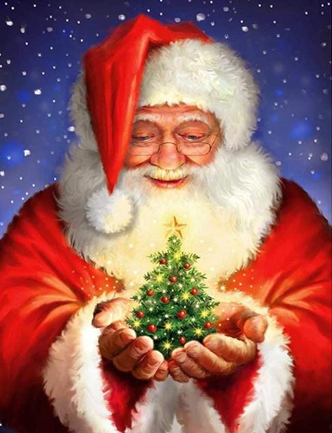 Oude Man met Kerstboom Schilderen op Nummers