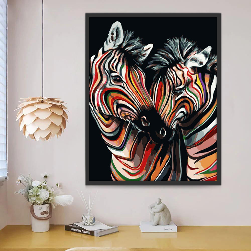 Paar Gekleurde Zebras Schilderen op Nummers