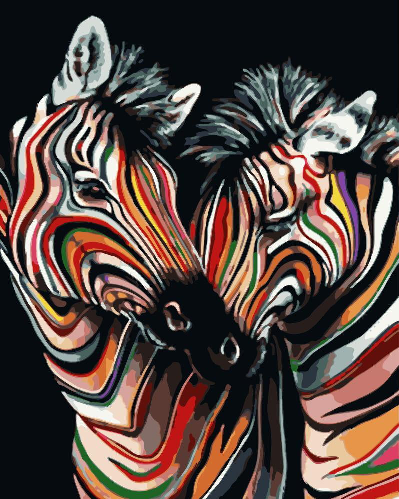 Paar Gekleurde Zebras Schilderen op Nummers