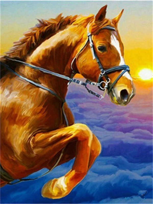 Paard en Zonsondergang Schilderen op Nummers