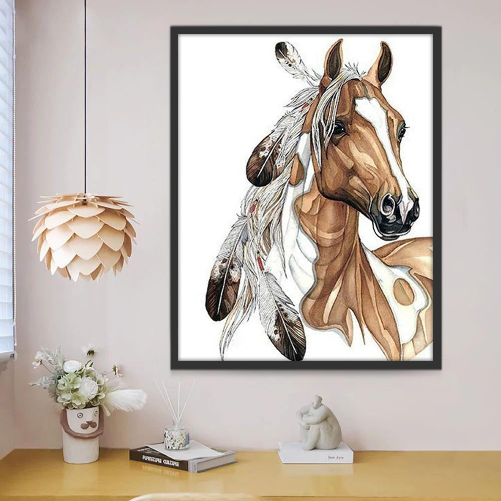 Paard met Veren Schilderen op Nummers