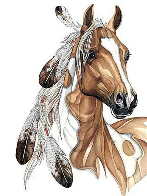 Paard met Veren Schilderen op Nummers