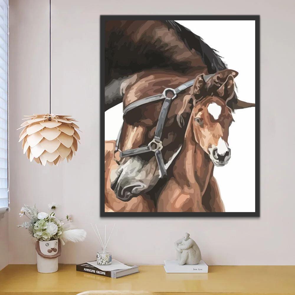 Paard Moeder en Kind Schilderen op Nummers
