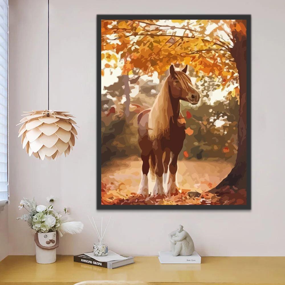 Paard onder de Boom in Herfst Schilderen op Nummers
