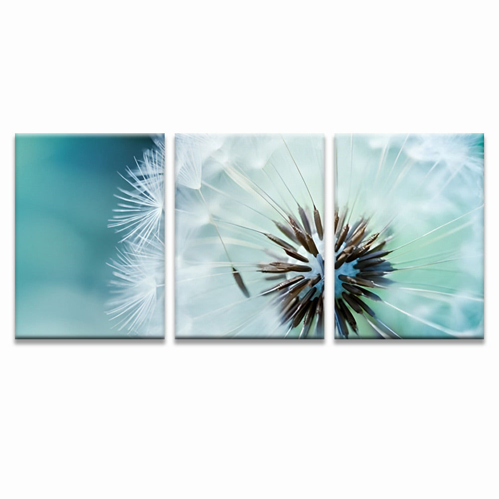 Paardenbloem op Blauwe Achtergrond 3 Platen Schilderen op Nummers