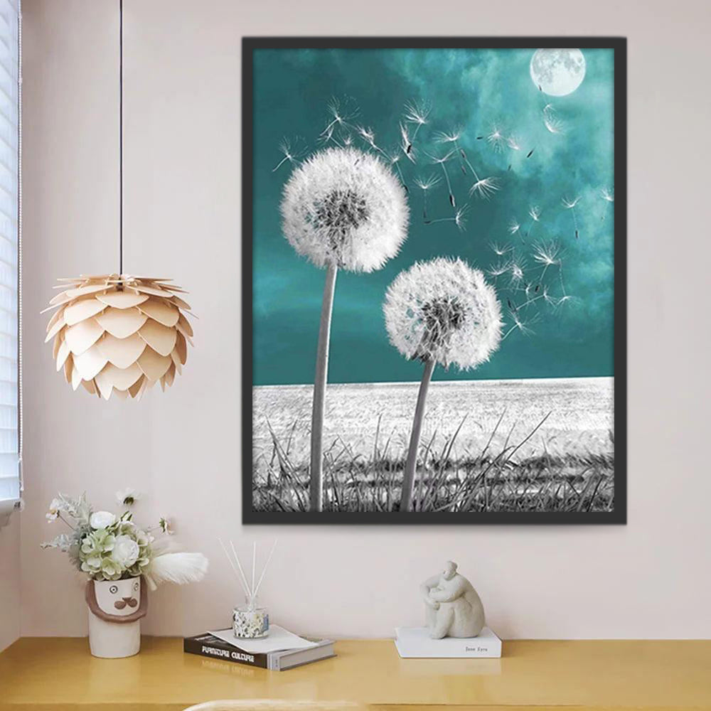 Paardenbloemen in de Maanverlichte Nacht Schilderen op Nummers
