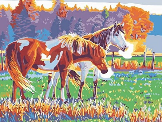 Paardenpaar in de Wei Schilderen op Nummers