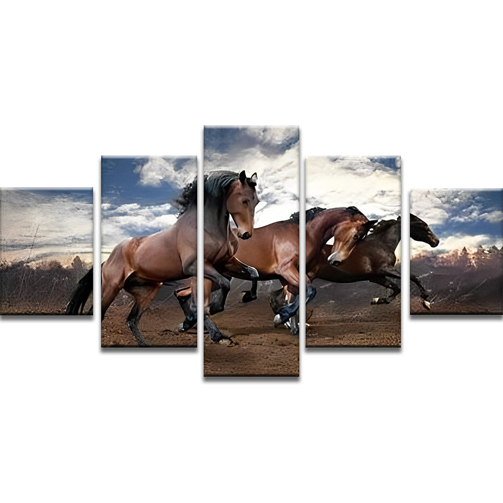 Paardenrennen 5 Platen Schilderen op Nummers