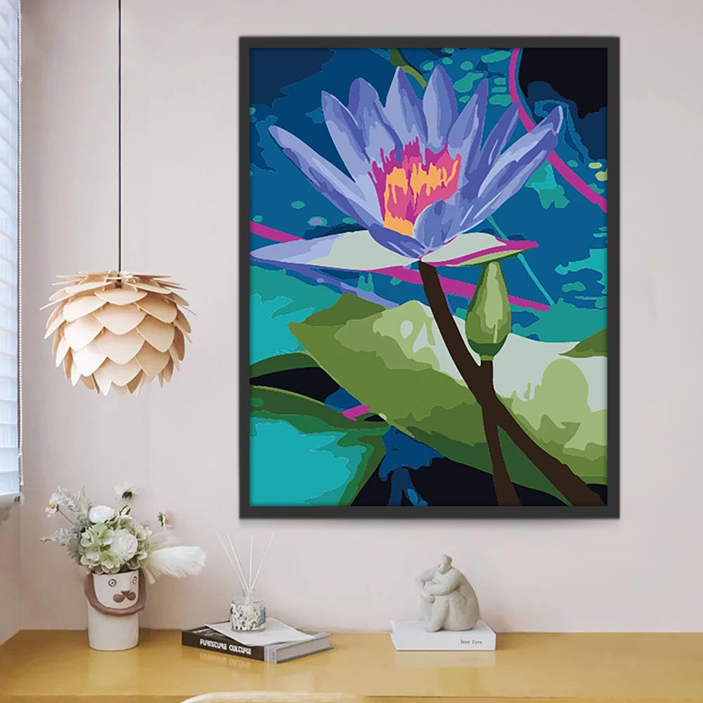 Paarsblauwe Lotus Schilderen op Nummers