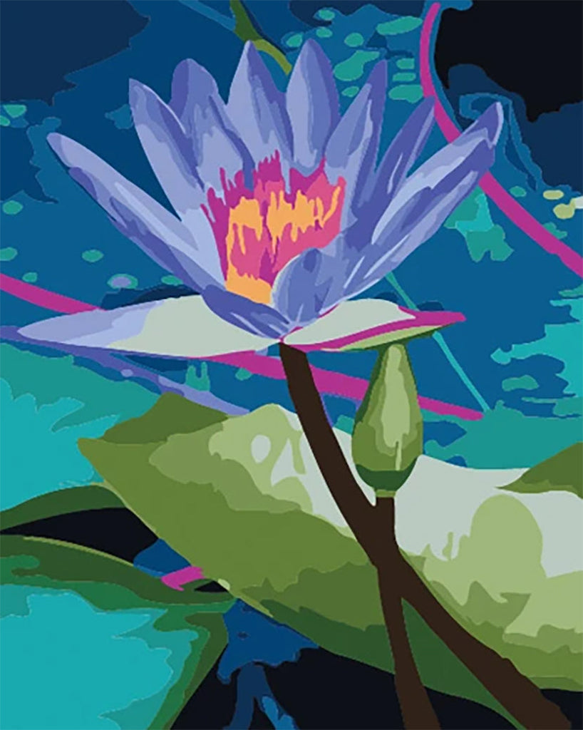 Paarsblauwe Lotus Schilderen op Nummers