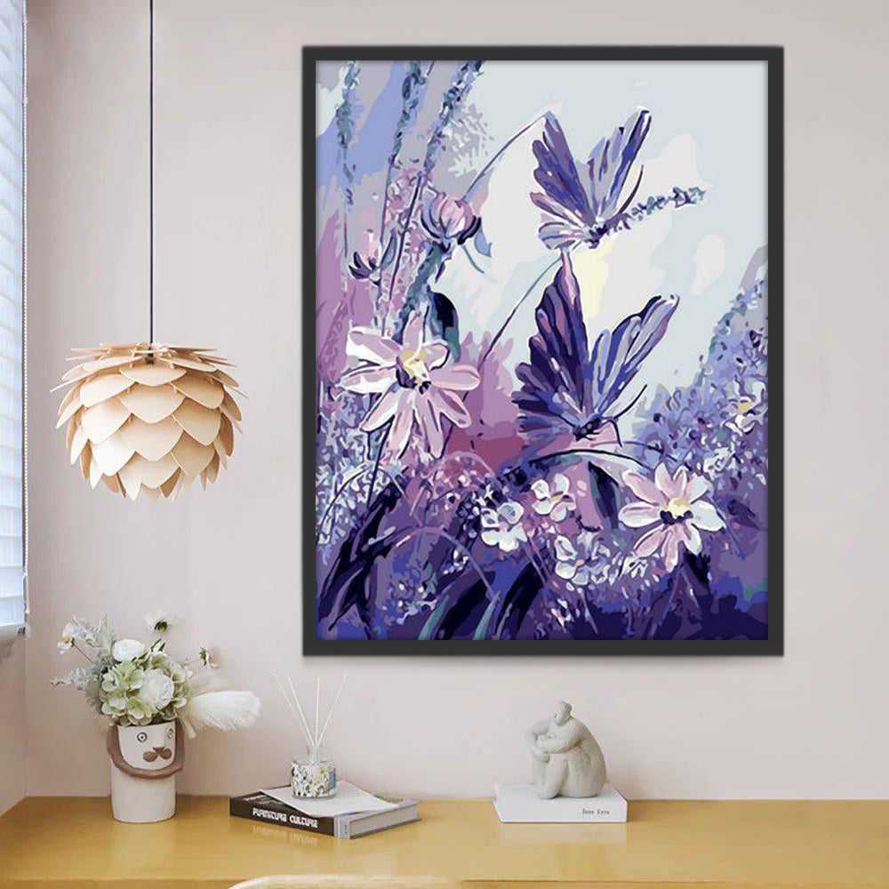 Paarse Aquarelstijl Vlinders Schilderen op Nummers