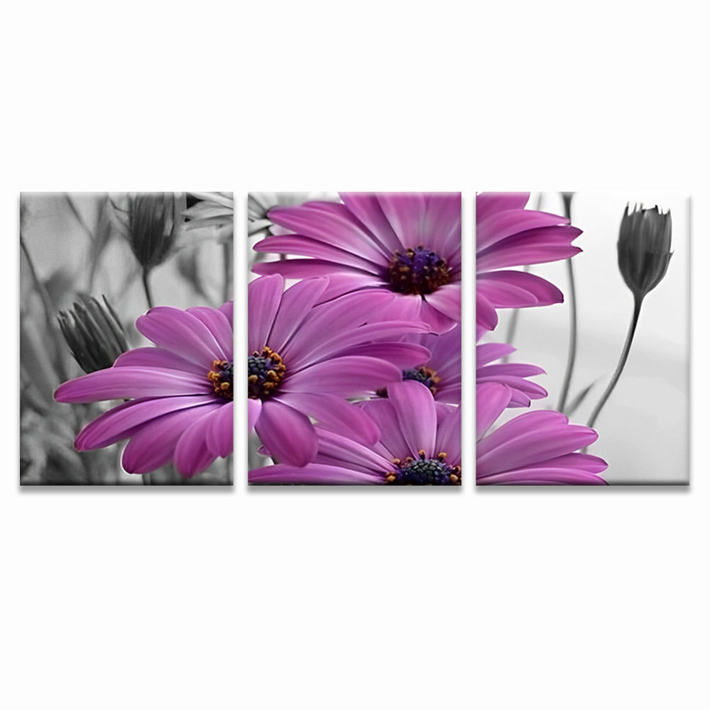 Paarse Chrysanten 3 Platen Schilderen op Nummers