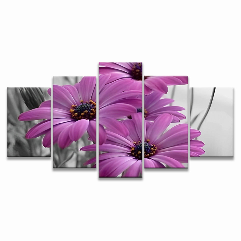 Paarse Chrysanten 5 Platen Schilderen op Nummers