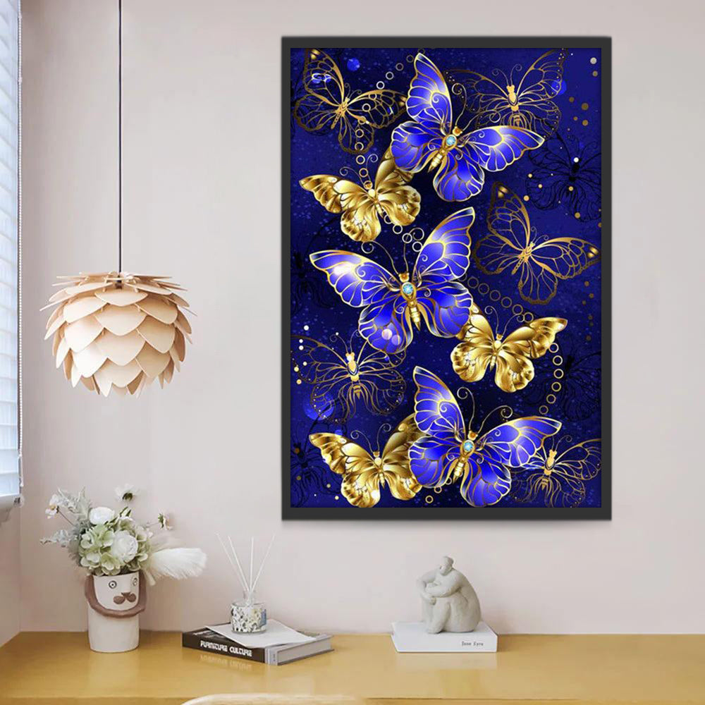 Paarse en Gouden Vlinders Schilderen op Nummers