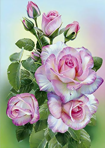 Paarse en Witte Bloemen Schilderen op Nummers