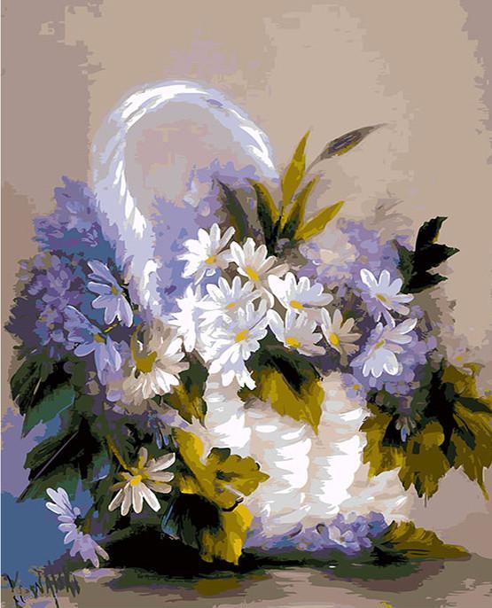 Paarse en Witte Chrysanten Schilderen op Nummers